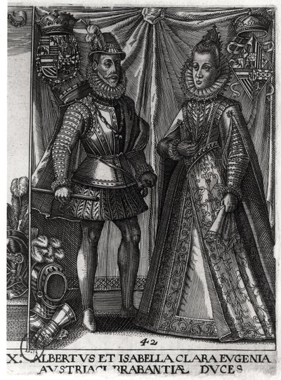 Portrait of Albert, Archduke of Austria (1559-1621) and his wife Isabella Clara Eugenia (1566-1633) Archduchess of Austria, 1613 by Austrian School